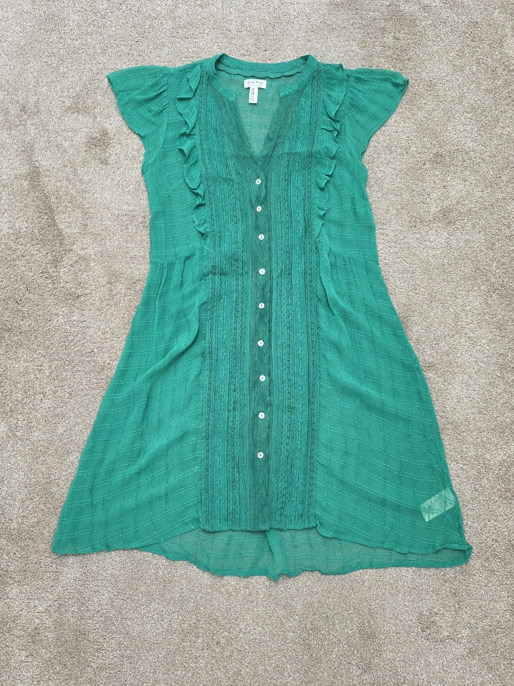 Cottagecore Boho Garden Party Whimsigoth Anthropologie Gauze Ruffle Dress US 8